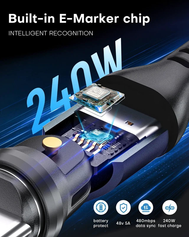 Alt view image 5 of 6 - EndlesShine Magnetic USB Adapter Type C to C with 10cm Short Cable | 16PIN anti-Arc Stable PD 240W Fast Charging USB-C 180° Rotation Swivel Connector 480MBPS(2 Cable 6 Tips SET)