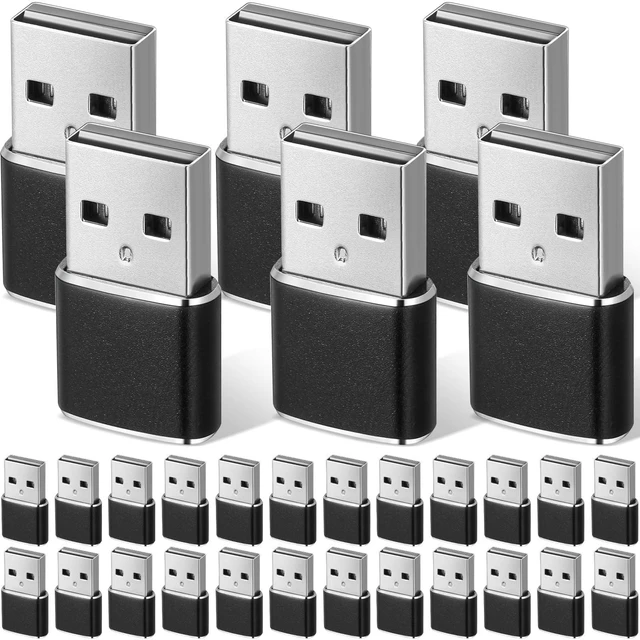 Main image of Handepo 30 Pieces USB to USB C Adapter Type C Female to A Male Charger Converter Adapter Female Type C Converter for Phone Laptop Earphone Watch Power Bank Car Charger, Black