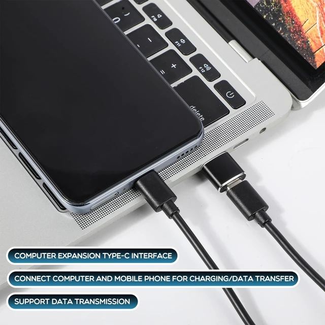 Alt view image 3 of 7 - Handepo 30 Pieces USB to USB C Adapter Type C Female to A Male Charger Converter Adapter Female Type C Converter for Phone Laptop Earphone Watch Power Bank Car Charger, Black