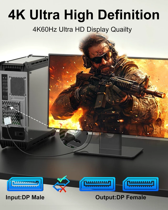 Alt view image 2 of 7 - DisplayPort to Dual DisplayPort Splitter Adapter, 4K@60Hz Display Port Splitter Extended Display for Dual Monitors, DP1.4 Splitter 1 in 2 Out, DisplayPort MST Hub for PC, NVIDIA, AMD Graphic Card