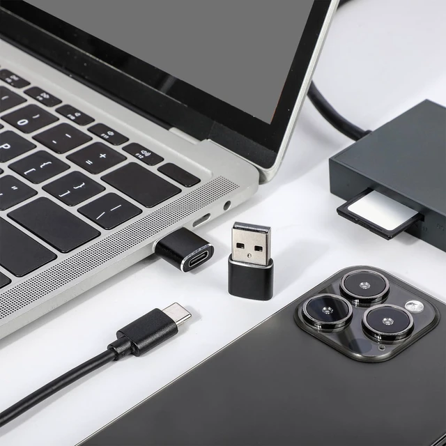 Alt view image 7 of 7 - Handepo 30 Pieces USB to USB C Adapter Type C Female to A Male Charger Converter Adapter Female Type C Converter for Phone Laptop Earphone Watch Power Bank Car Charger, Black