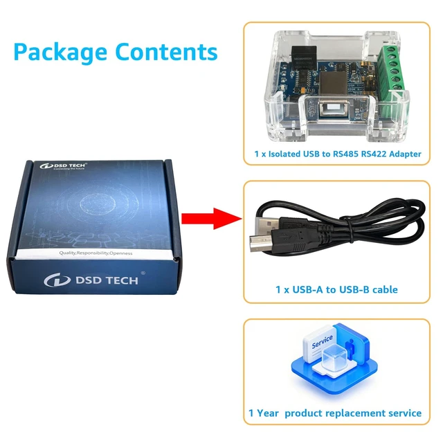 Alt view image 6 of 6 - DSD TECH SH-U11H Isolated USB to RS485 RS422 Adapter for Industry