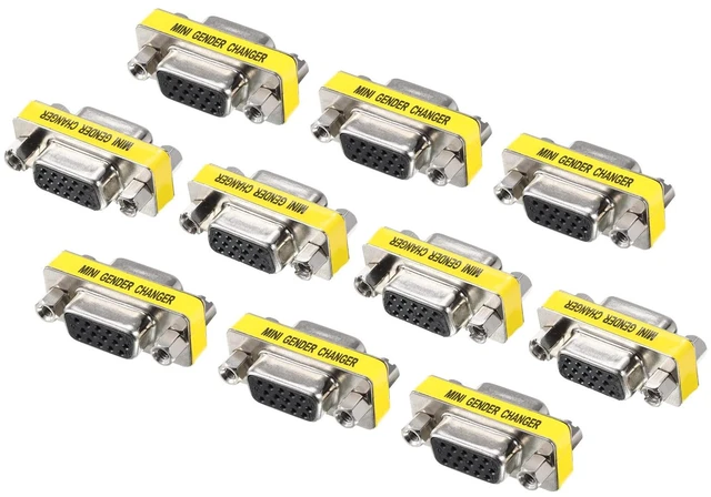 Main image of MECCANIXITY 10pcs VGA Coupler VGA Gender Changer Connector 15 Pin | Female to Female VGA Adapter Conversion for Cable Extender