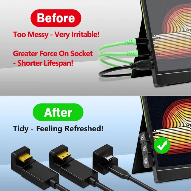 Alt view image 3 of 7 - AGVEE 180 Degree USB-C to C Adapter and U-Shaped Mini HDMI to HDMI Converter