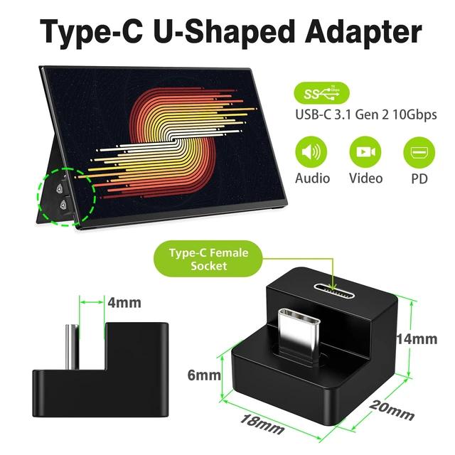 Alt view image 6 of 7 - AGVEE 180 Degree USB-C to C Adapter and U-Shaped Mini HDMI to HDMI Converter
