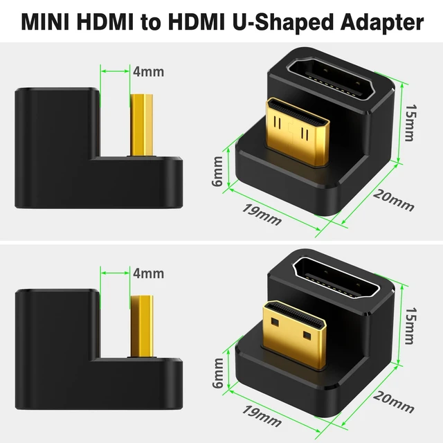 Alt view image 5 of 7 - AGVEE 180 Degree USB-C to C Adapter and U-Shaped Mini HDMI to HDMI Converter