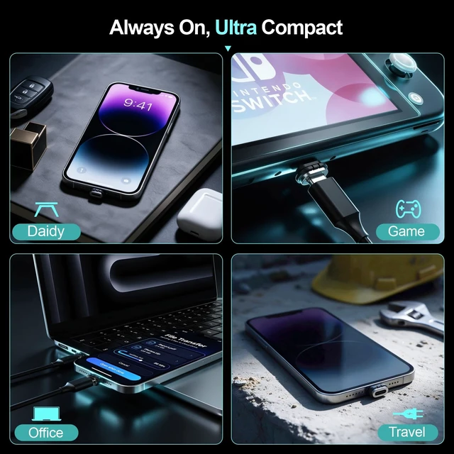 Alt view image 4 of 6 - USB-C Magnetic Tips 4-Pack, Up to 80Gbps 16K 240W PD 3.1 EPR | 80Gbps 16K with USB4 host/cable/display; 240W with EPR charger/cable/device. Alloy-PC for USB-C charging.