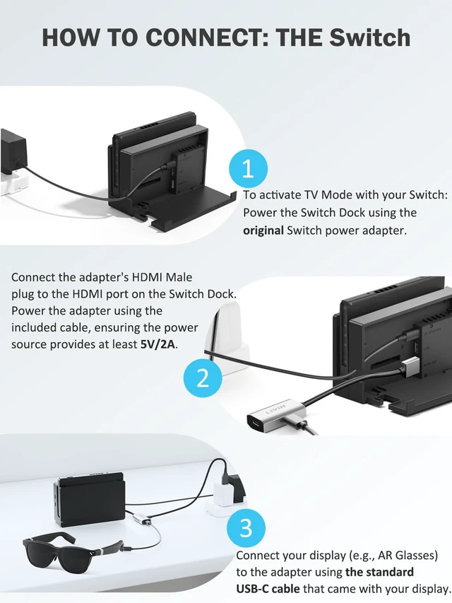 Alt view image 4 of 7 - HDMI to USB C Adapter (4K@60Hz) Portable Monitor, AR Glasses XREAL One Air 2 Pro/VITURE Luma/RayNeo Air 3s/Rokid,HDMI Male(Source) to USB C Female(Display) Laptop,PS4/5,Xbox,Switch,ROG Ally,Steam Deck