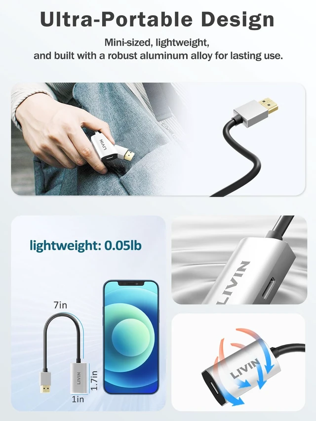 Alt view image 7 of 7 - HDMI to USB C Adapter (4K@60Hz) Portable Monitor, AR Glasses XREAL One Air 2 Pro/VITURE Luma/RayNeo Air 3s/Rokid,HDMI Male(Source) to USB C Female(Display) Laptop,PS4/5,Xbox,Switch,ROG Ally,Steam Deck