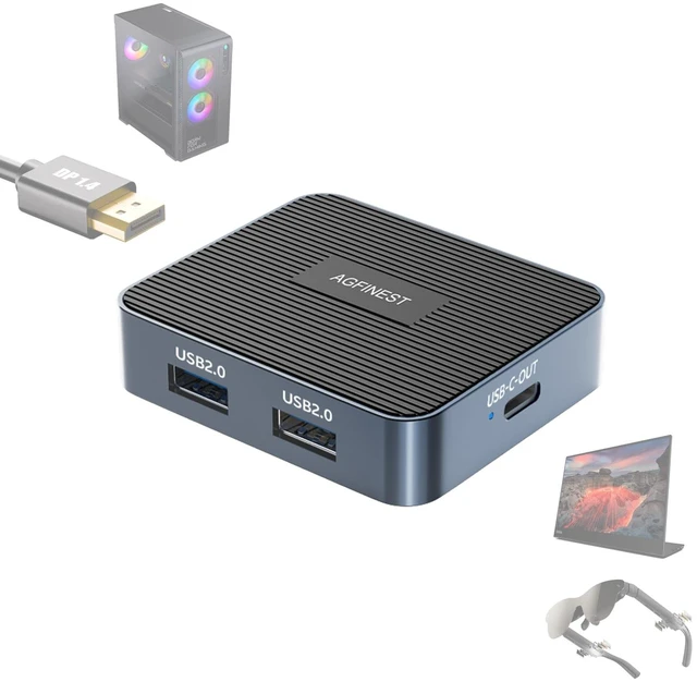 Main image of 4K@120Hz Active DisplayPort to USB-C converter adapter with 3Port USB Hub | DP 1.4 to usb-c Unidirectional, 4K@120Hz/2K@240HZ HDR 10bit for AR Glasses (XREAL/VITURE/Rokid) and Portable Monitor