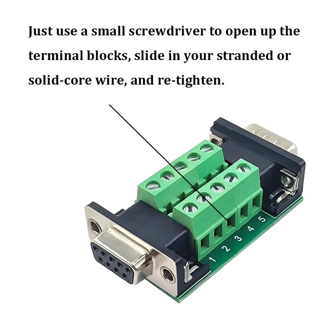 Alt view image 6 of 7 - 2PCS RS232 DB9 Female and Male Connector in One Breakout Board | D-SUB Serial to 9 Pin Port Terminal Adapter Module, Includes EVA Insulating Adhesive, Clear Labels, No Welding Required