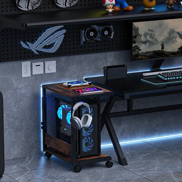 Alt view image 7 of 7 - Smoproper Computer Tower Stand Height-Adjustable PC Stand | PC Tower Stand PC Holder Cpu Stand Computer Cart Rolling Computer Cart