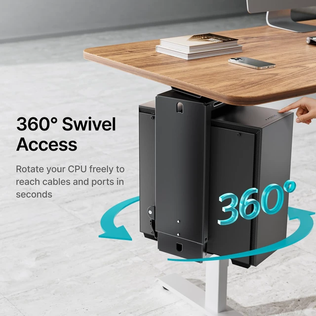 Alt view image 2 of 7 - PEGZONE Under Desk PC Mount Adjustable 3.5-8" Computer Tower Holder | CPU Mount Under Desk with Locking Handle, 360 Degree SwivelAdjustable Height and Width,Black