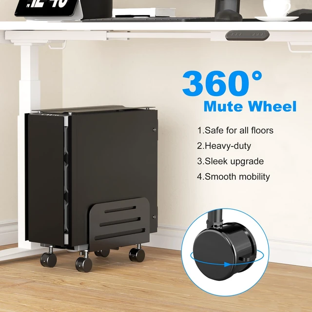 Alt view image 4 of 7 - suptek Computer Tower Stand,Mobile CPU Rolling Stand, 5.5 to 9.8 inch Wide Adjustable Mobile Cart Holder with Locking Caster Wheels,Gaming PC Holder,Steel Rolling Cart,Black(ZJJ005)
