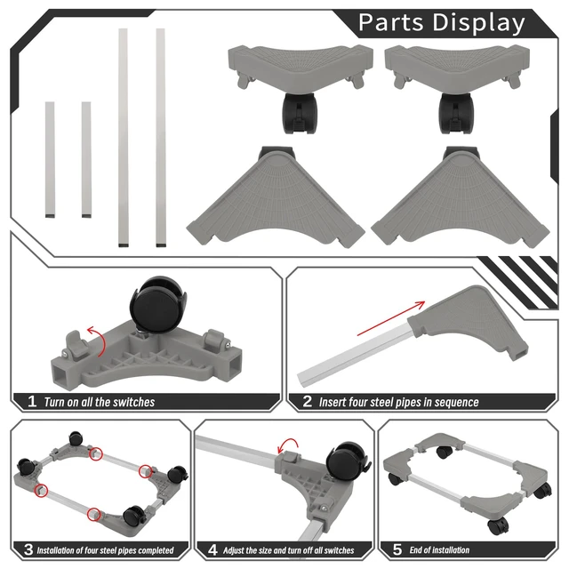 Alt view image 7 of 7 - Liitrton Mobile CPU Stand Adjustable PC Stand Fits Most PC Towers, Grey | Adjustable Length & Width, 4 Caster Wheels PC Floor Stand for Carpet Fits Office, Gaming Computer Case