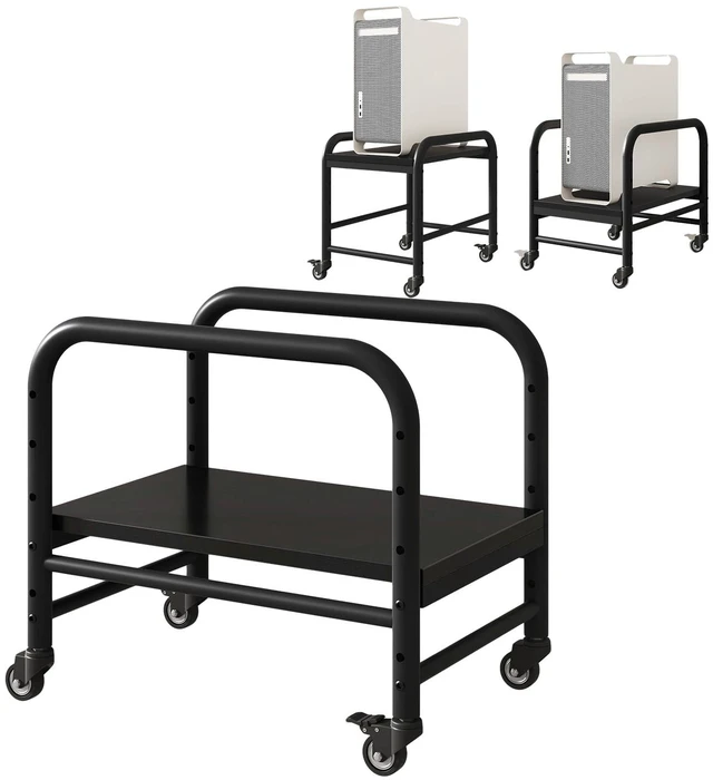 Main image of IBUYKE PC Tower Stand Computer Tower Stand Floor CPU Holder Cart for Carpet | 4 Hight adjustable, With 360° lockable wheels, Reinforced Metal Frame, 75LBS load capacity, Fits almost all PC sizes