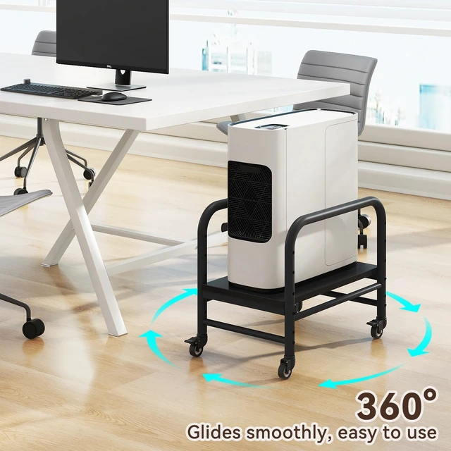 Alt view image 2 of 7 - IBUYKE PC Tower Stand Computer Tower Stand Floor CPU Holder Cart for Carpet | 4 Hight adjustable, With 360° lockable wheels, Reinforced Metal Frame, 75LBS load capacity, Fits almost all PC sizes