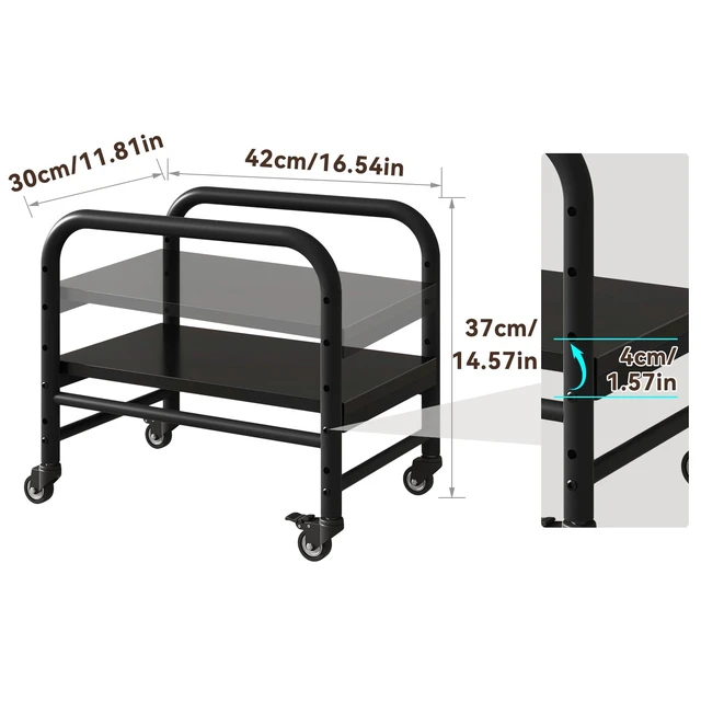 Alt view image 6 of 7 - IBUYKE PC Tower Stand Computer Tower Stand Floor CPU Holder Cart for Carpet | 4 Hight adjustable, With 360° lockable wheels, Reinforced Metal Frame, 75LBS load capacity, Fits almost all PC sizes