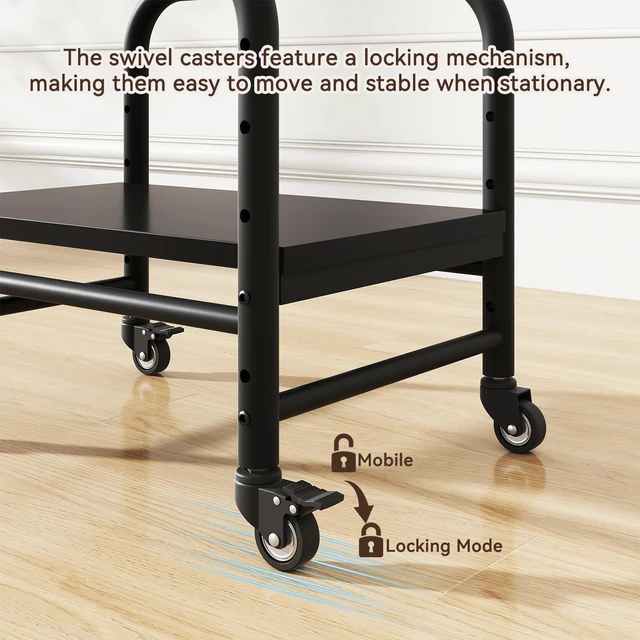 Alt view image 7 of 7 - IBUYKE PC Tower Stand Computer Tower Stand Floor CPU Holder Cart for Carpet | 4 Hight adjustable, With 360° lockable wheels, Reinforced Metal Frame, 75LBS load capacity, Fits almost all PC sizes
