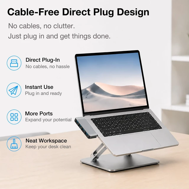 Alt view image 3 of 7 - iSky USB Hub for Laptop, 4-Port USB 3.0 Expander, 5Gbps Data Transfer | Cable-Free Direct Plug USB Splitter, Letf-Side Compatibility, Plug & Play Adapter for Keyboard, Mouse and Flash Drives