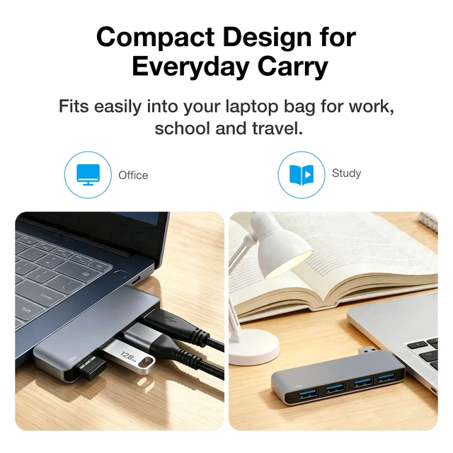 Alt view image 6 of 7 - iSky USB Hub for Laptop, 4-Port USB 3.0 Expander, 5Gbps Data Transfer | Cable-Free Direct Plug USB Splitter, Letf-Side Compatibility, Plug & Play Adapter for Keyboard, Mouse and Flash Drives