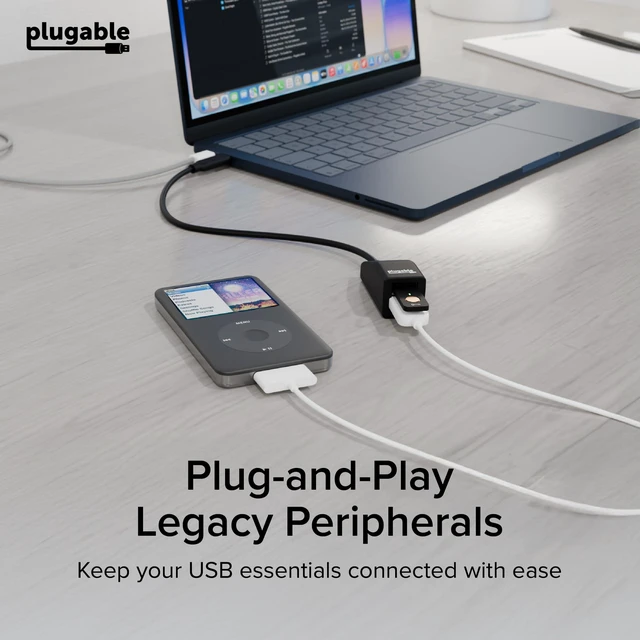 Alt view image 3 of 7 - Plugable USB-C to Dual USB-A 2.0 Splitter, 2-Port Hub for USB-C Laptops | Keyboard, Mouse, Flash Drive, 480Mbps Data-Only, Plug-and-Play, 30cm Cable for Mac, Windows, ChromeOS, Linux (USBC-2PORT)