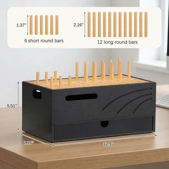 Alt view image 3 of 7 - Homde Office Charging Station Organizer: 2 Layer Charger Holder (Black) | Bamboo Electronic Docking Stand for Multiple Devices Tablets Phones - Drawer for Home