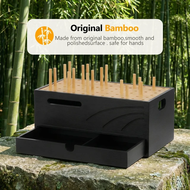 Alt view image 6 of 7 - Homde Office Charging Station Organizer: 2 Layer Charger Holder (Black) | Bamboo Electronic Docking Stand for Multiple Devices Tablets Phones - Drawer for Home