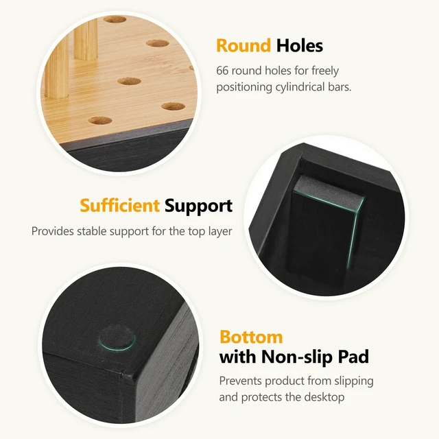 Alt view image 7 of 7 - Homde Office Charging Station Organizer: 2 Layer Charger Holder (Black) | Bamboo Electronic Docking Stand for Multiple Devices Tablets Phones - Drawer for Home