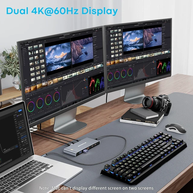 Alt view image 3 of 7 - USB C Docking Station Dual Monitor, 12in1 Laptop Dock with 2HDMI | Laptop Docking Station with 8K Display, Dual 4K@60Hz, 2.5G Ethernet, SD/TF 4.0, 10Gbps Data, 100W PD, USB C Hub for Laptop