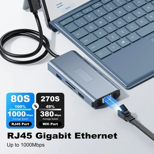 Alt view image 6 of 7 - 10 in 1 Microsoft Surface Docking Station-Surface Dock with HDMI Ethernet SD/TF Slot 3*USB 3.0+2*USB C 3.0+1*USB C PD,Docking Station for Surface Pro 11/10/9/8/X/7/6/5, Surface Laptop, Surface Book