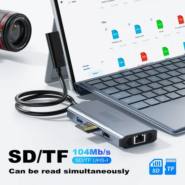 Alt view image 7 of 7 - 10 in 1 Microsoft Surface Docking Station-Surface Dock with HDMI Ethernet SD/TF Slot 3*USB 3.0+2*USB C 3.0+1*USB C PD,Docking Station for Surface Pro 11/10/9/8/X/7/6/5, Surface Laptop, Surface Book