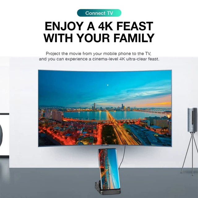 Alt view image 5 of 7 - GKI Docking Station, USB C Mobile Phone to 4K HDMI Hub, 7-in-1 Charging Station, Support DP Alt Mode, Compatible with Samsung Dex Mode.