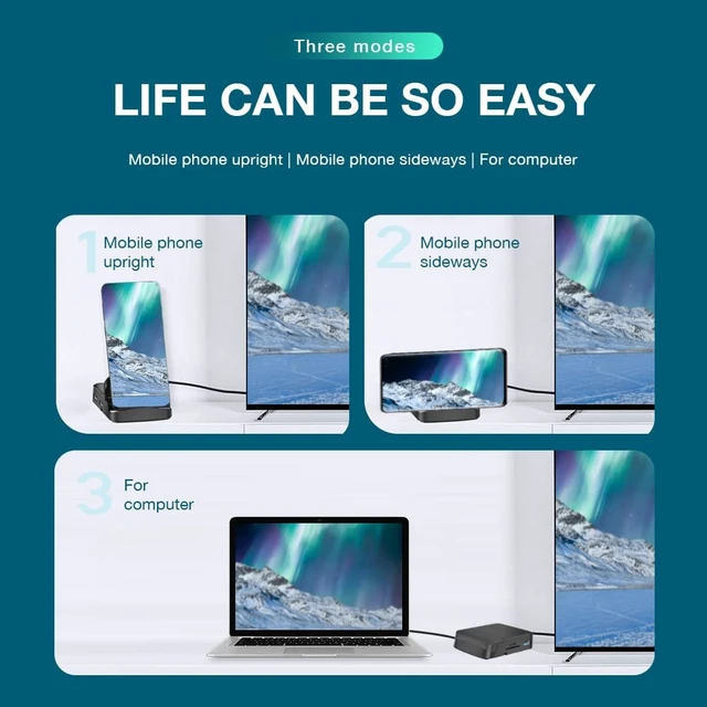 Alt view image 6 of 7 - GKI Docking Station, USB C Mobile Phone to 4K HDMI Hub, 7-in-1 Charging Station, Support DP Alt Mode, Compatible with Samsung Dex Mode.