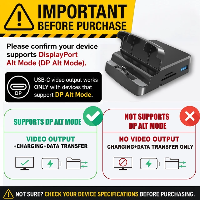 Alt view image 7 of 7 - GKI Docking Station, USB C Mobile Phone to 4K HDMI Hub, 7-in-1 Charging Station, Support DP Alt Mode, Compatible with Samsung Dex Mode.