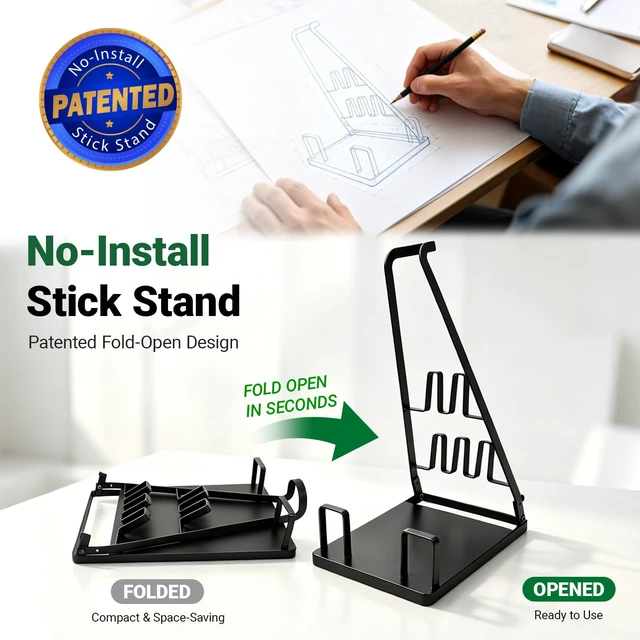 Alt view image 2 of 7 - EZ SPARES No Installation Required,Vacuum Stand Frame,Accessories Storage Docking Station Holder,Metal Bracket,big base,Compatible with Dys,Eureka,tineco,dreame,Fit Most Stick Vacuum Cleaner(Black)