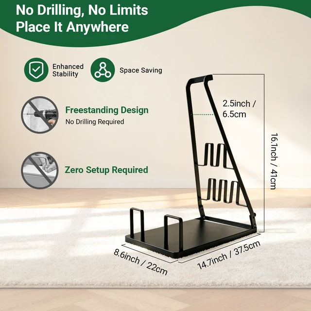 Alt view image 4 of 7 - EZ SPARES No Installation Required,Vacuum Stand Frame,Accessories Storage Docking Station Holder,Metal Bracket,big base,Compatible with Dys,Eureka,tineco,dreame,Fit Most Stick Vacuum Cleaner(Black)