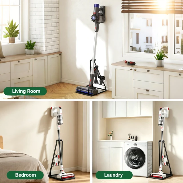 Alt view image 6 of 7 - EZ SPARES No Installation Required,Vacuum Stand Frame,Accessories Storage Docking Station Holder,Metal Bracket,big base,Compatible with Dys,Eureka,tineco,dreame,Fit Most Stick Vacuum Cleaner(Black)