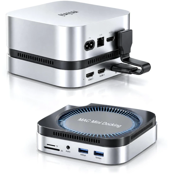 Main image of Mac Mini M4 Dock, Stand & Hub with M.2 SSD Enclosure for M6/M5 Pro/M4 Pro | Dual Monitor Docking Station for Mac Mini M4/M4-M6 Pro, 2X HDMI 4K@60Hz, SD/TF 3.0, 2X USB-C, 2X USB-A 10Gbps, 3.5mm Audio