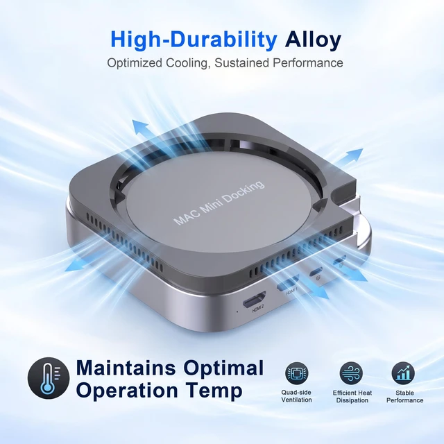 Alt view image 6 of 7 - Mac Mini M4 Dock, Stand & Hub with M.2 SSD Enclosure for M6/M5 Pro/M4 Pro | Dual Monitor Docking Station for Mac Mini M4/M4-M6 Pro, 2X HDMI 4K@60Hz, SD/TF 3.0, 2X USB-C, 2X USB-A 10Gbps, 3.5mm Audio
