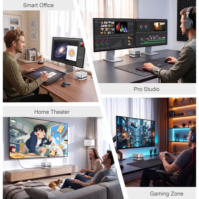 Alt view image 7 of 7 - Mac Mini M4 Dock, Stand & Hub with M.2 SSD Enclosure for M6/M5 Pro/M4 Pro | Dual Monitor Docking Station for Mac Mini M4/M4-M6 Pro, 2X HDMI 4K@60Hz, SD/TF 3.0, 2X USB-C, 2X USB-A 10Gbps, 3.5mm Audio