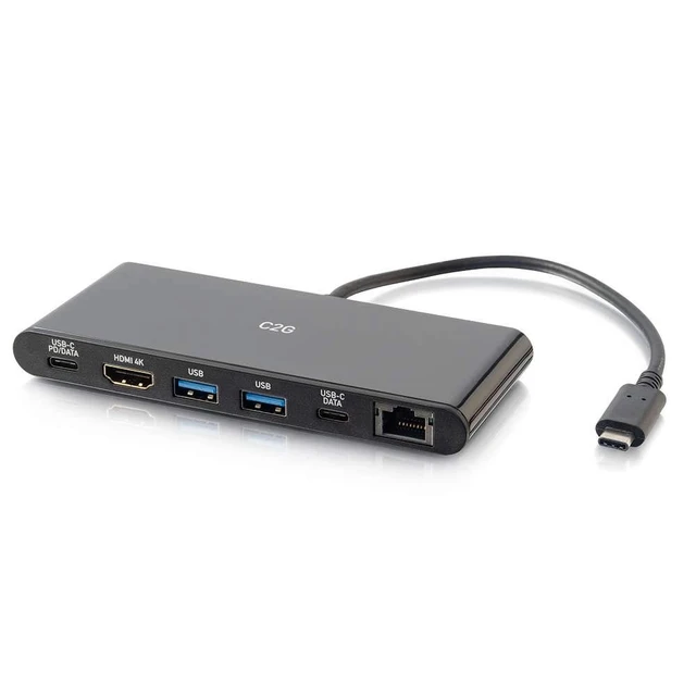 Main image of C2G Docking Station, USB C Docking Station, 4K Docking Station, MacBook USB C Hub, USB C Adapter for MacBook Pro & Air - Compatible with USB-C & Thunderbolt 3 Laptops, Black, Cables to Go 28845