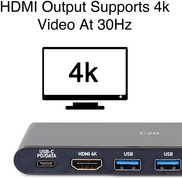 Alt view image 5 of 7 - C2G Docking Station, USB C Docking Station, 4K Docking Station, MacBook USB C Hub, USB C Adapter for MacBook Pro & Air - Compatible with USB-C & Thunderbolt 3 Laptops, Black, Cables to Go 28845