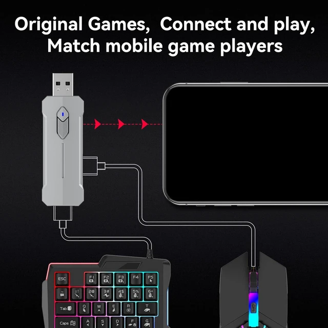 Alt view image 6 of 7 - Zunate Half Hand Gaming Keyboard and Combo, Half Hand Gaming Keyboard Set, 4 in 1 Mobile Gaming Keyboard Set with Converter, Adjustable Phone Stand for PC