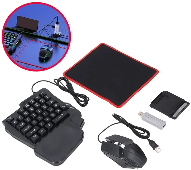 Alt view image 7 of 7 - Zunate Half Hand Gaming Keyboard and Combo, Half Hand Gaming Keyboard Set, 4 in 1 Mobile Gaming Keyboard Set with Converter, Adjustable Phone Stand for PC