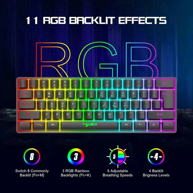 Alt view image 3 of 7 - SELORSS Gaming RGB Wired Keyboard and Mouse Combo - USB Gaming Keyboard Compact 61 Keys RGB LED Backlit & Gaming Mouse 6400 DPI - Wired Switch Contoller for Nintendo,Windows PC Gamers,4 in 1