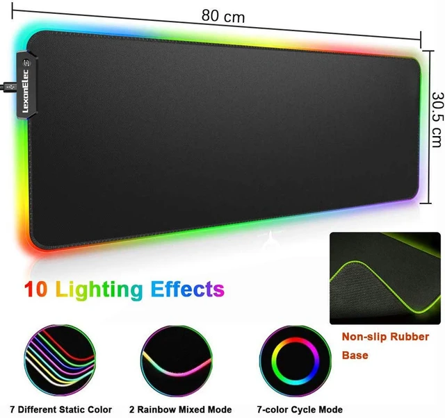 Alt view image 4 of 7 - Wireless Gaming Keyboard and Mouse Combo,3 in 1 Rainbow LED Rechargeable Keyboard Mouse with 3800mAh Battery Metal Panel,10 Colors RGB Gaming Mouse Pad (32.5x12x0.15 inch),7 Colors Mute Gaming Mouse