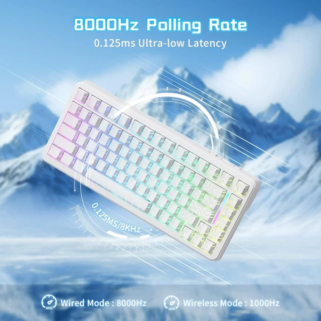 Alt view image 3 of 7 - X82PRO HE Wireless RT Mechanical Gaming Keyboard-White Contour | 8K Polling,0.01mm Accuracy,Tri Mode-2.4G/Wired/BT,Hall Effect Magnetic Switch,Top Mounted,5000mAh Battery for FPS Win PC Mac