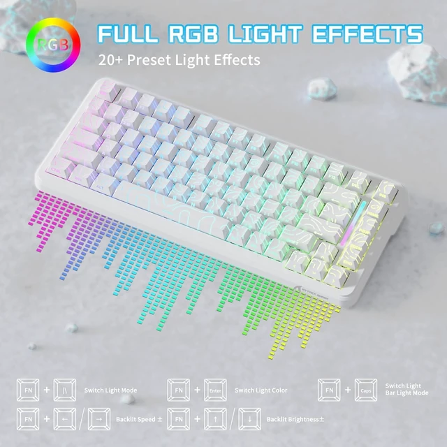 Alt view image 7 of 7 - X82PRO HE Wireless RT Mechanical Gaming Keyboard-White Contour | 8K Polling,0.01mm Accuracy,Tri Mode-2.4G/Wired/BT,Hall Effect Magnetic Switch,Top Mounted,5000mAh Battery for FPS Win PC Mac