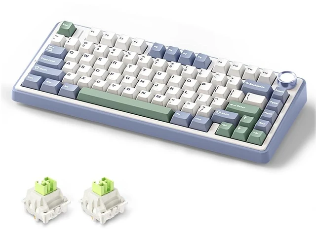 Main image of MOLGRIA x Aula F75 Gaming Keyboard, Triple Mode Connected 75% Light Blue Mechanical Keyboard with South-Facing RGB Backlit and Knob(Green,LEOBOG Reaper Switch)